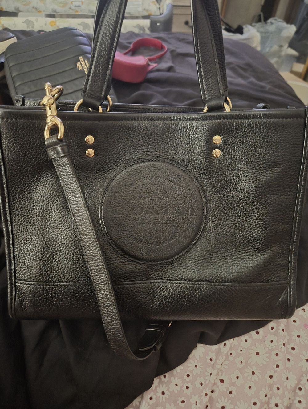 Black Leather Tote Handbag - Classic Men's Bag - Picture 2 of 8